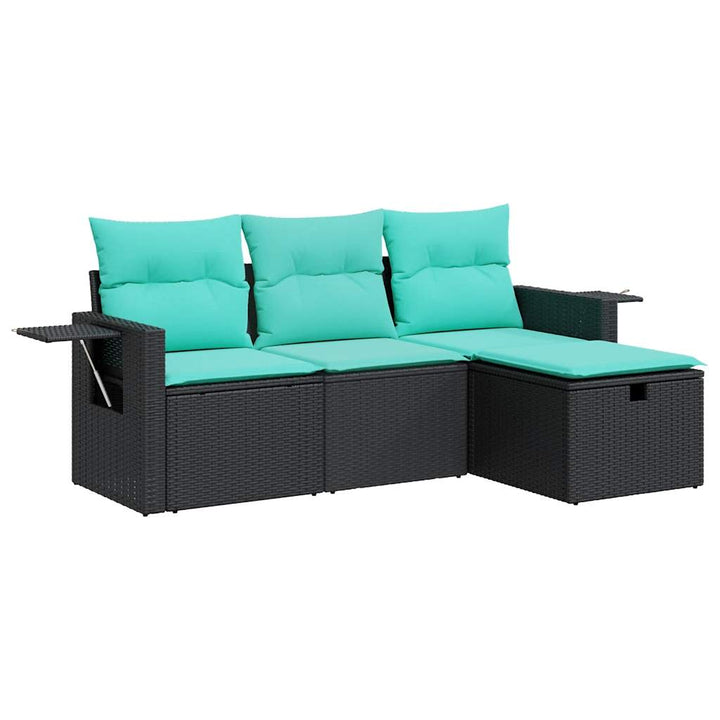 sofasæt til haven 4 dele med hynder polyrattan sort