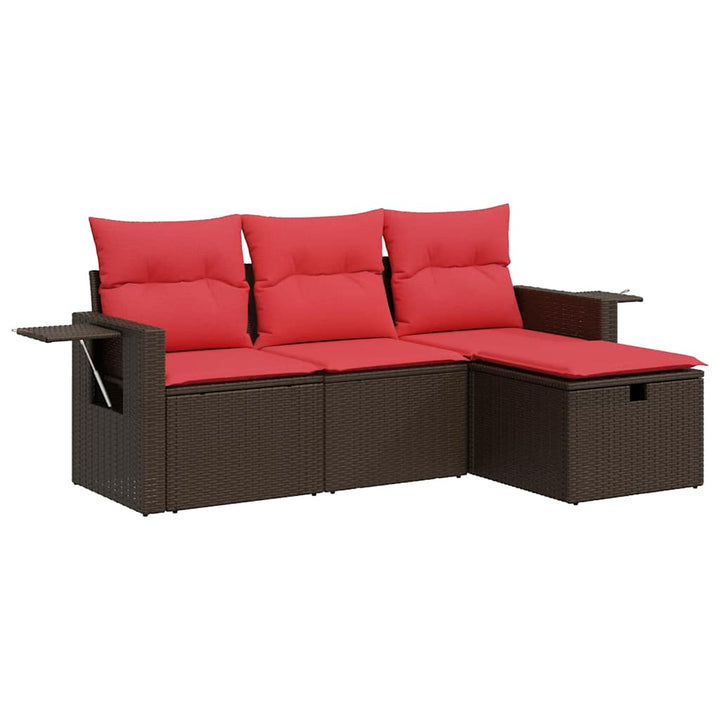 sofasæt til haven 4 dele med hynder polyrattan brun