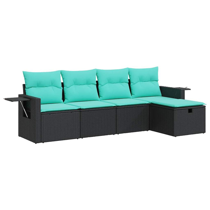 sofasæt til haven 5 dele med hynder polyrattan sort