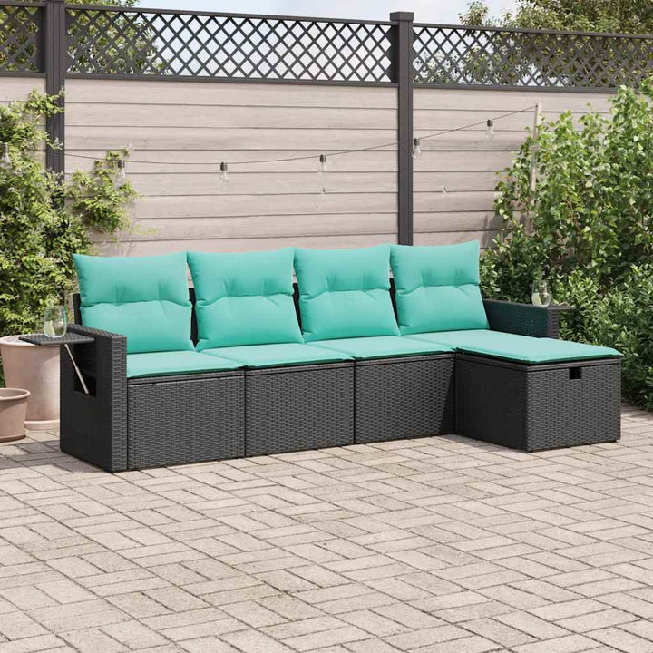 sofasæt til haven 5 dele med hynder polyrattan sort