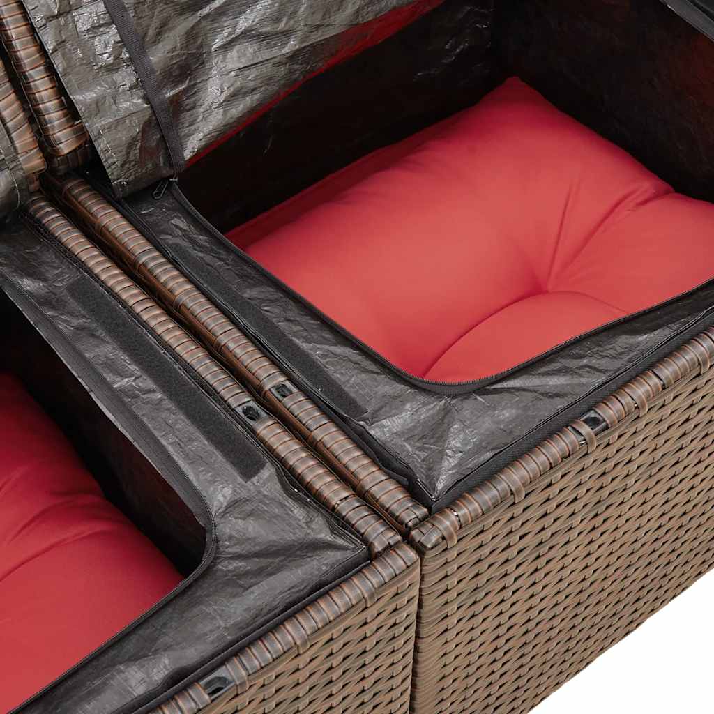 sofasæt til haven 5 dele med hynder polyrattan brun