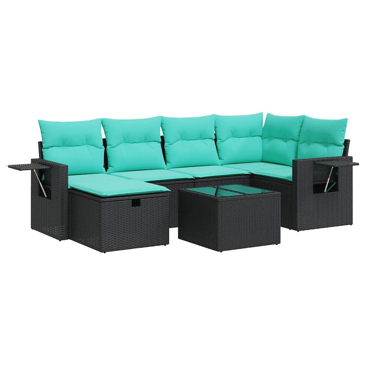 sofasæt til haven 7 dele med hynder polyrattan sort