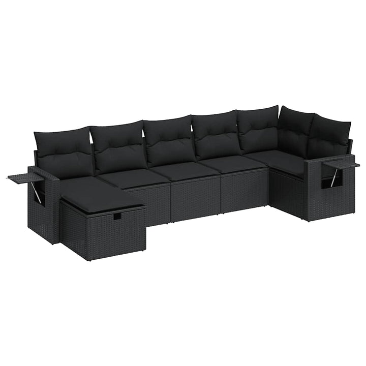 sofasæt til haven 7 dele med hynder polyrattan sort