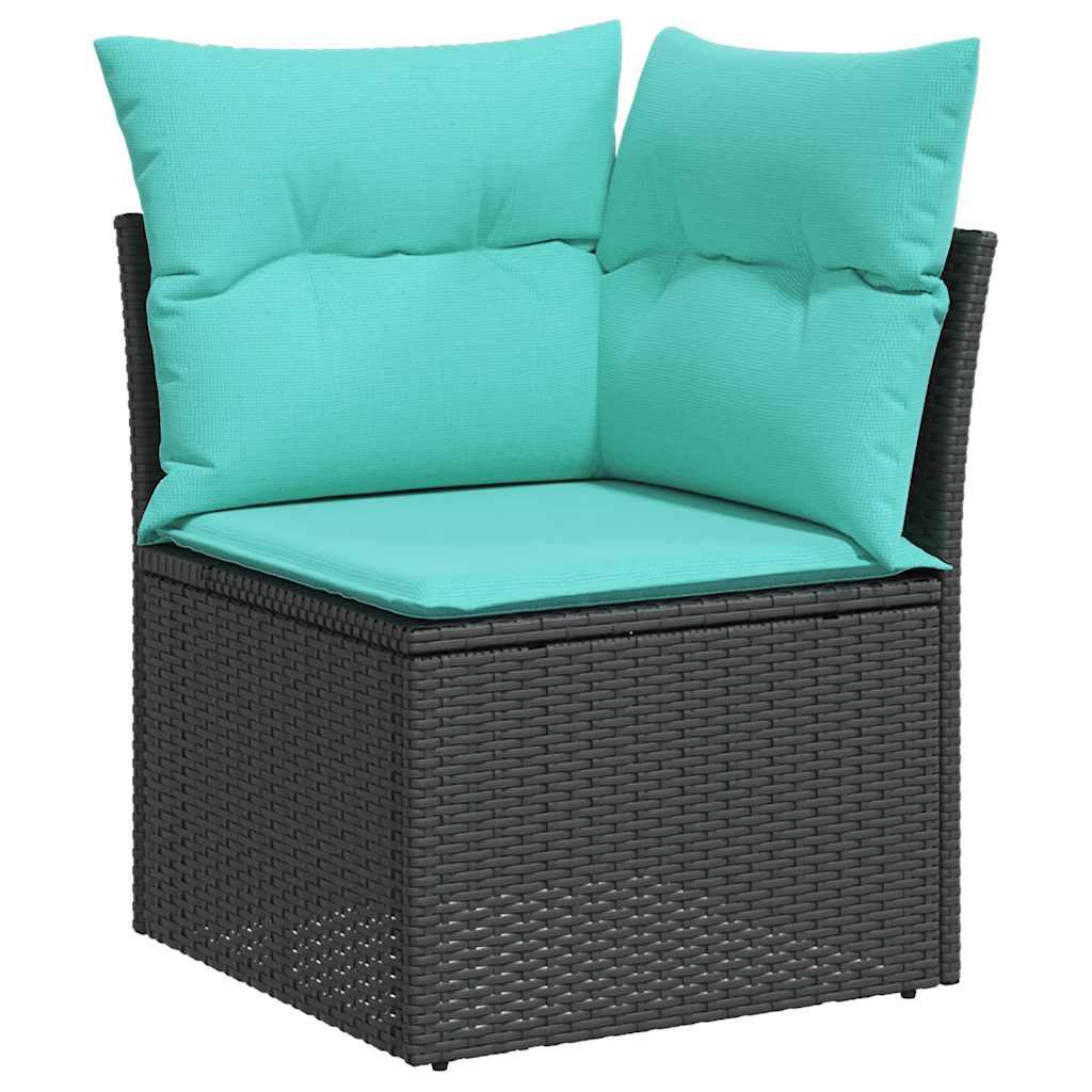 sofasæt til haven 7 dele med hynder polyrattan sort