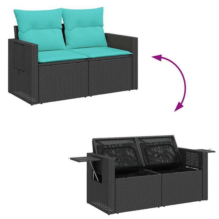 sofasæt til haven 7 dele med hynder polyrattan sort