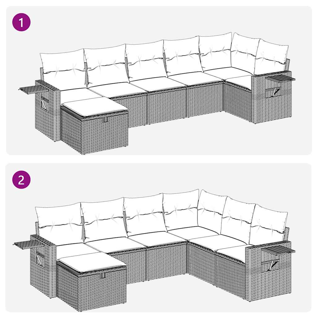 sofasæt til haven 7 dele med hynder polyrattan beige