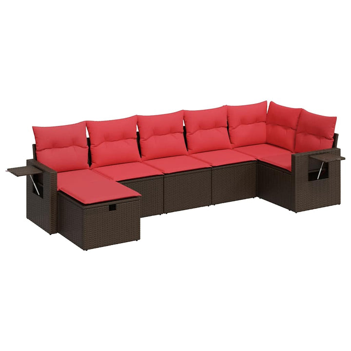 sofasæt til haven 7 dele med hynder polyrattan brun