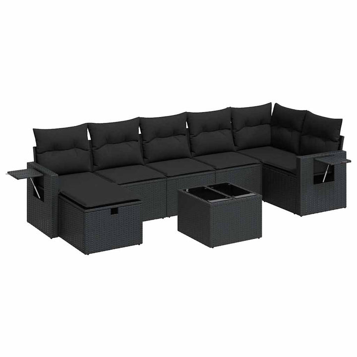 sofasæt til haven 8 dele med hynder polyrattan sort