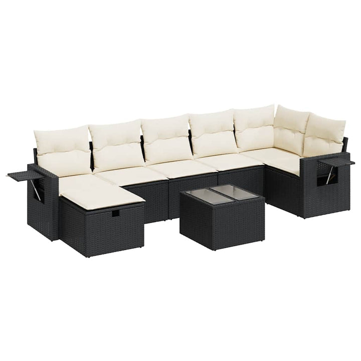 sofasæt til haven 8 dele med hynder polyrattan sort