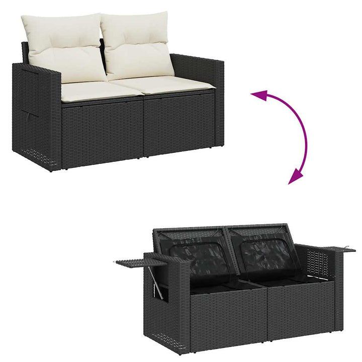 sofasæt til haven 8 dele med hynder polyrattan sort