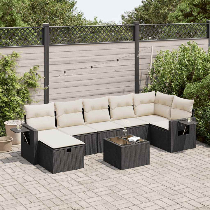 sofasæt til haven 8 dele med hynder polyrattan sort