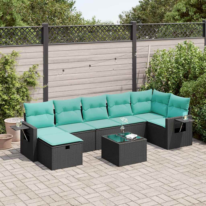 sofasæt til haven 8 dele med hynder polyrattan sort