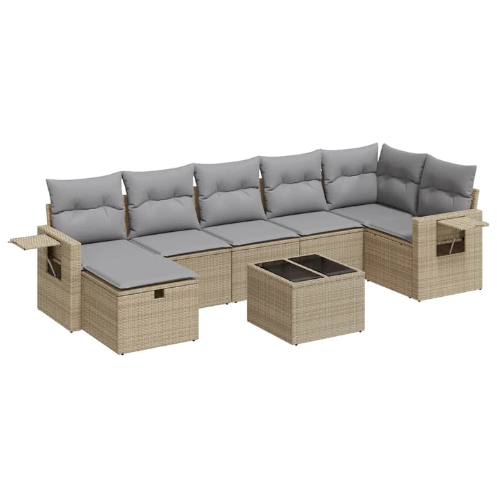 sofasæt til haven 8 dele med hynder polyrattan beige