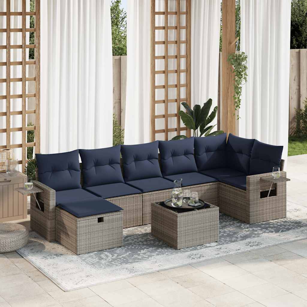 sofasæt til haven 8 dele med hynder polyrattan grå