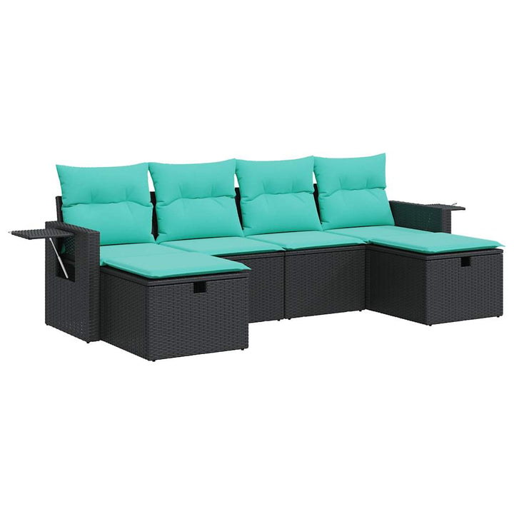 sofasæt til haven 6 dele med hynder polyrattan sort
