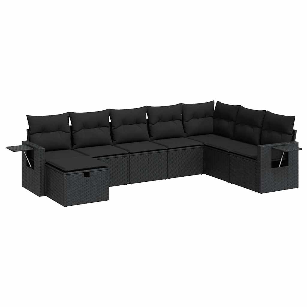 sofasæt til haven 8 dele med hynder polyrattan sort