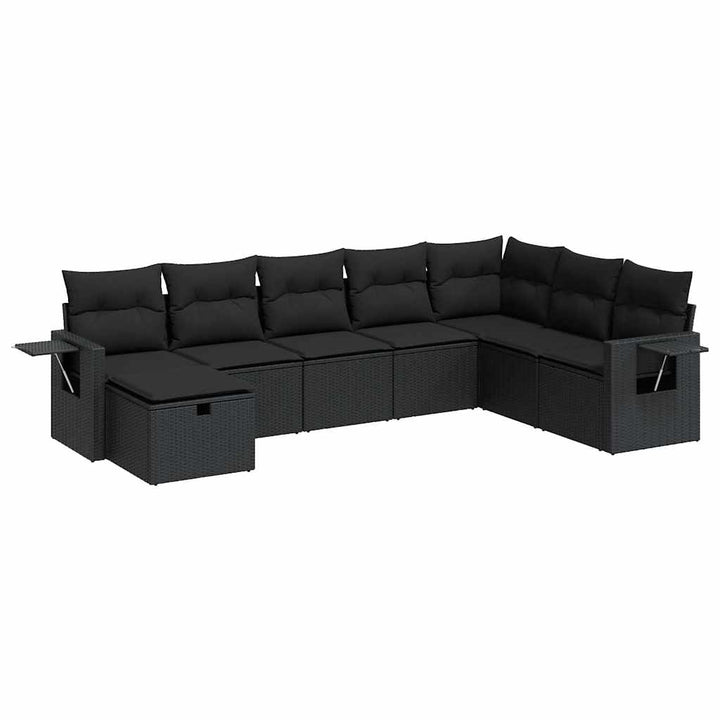 sofasæt til haven 8 dele med hynder polyrattan sort