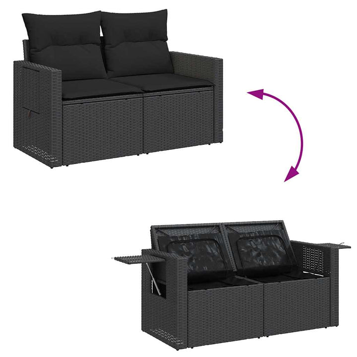 sofasæt til haven 8 dele med hynder polyrattan sort