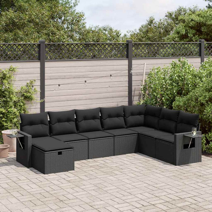 sofasæt til haven 8 dele med hynder polyrattan sort