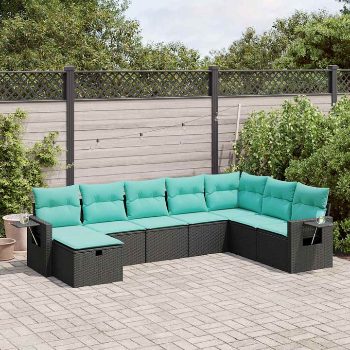 sofasæt til haven 8 dele med hynder polyrattan sort