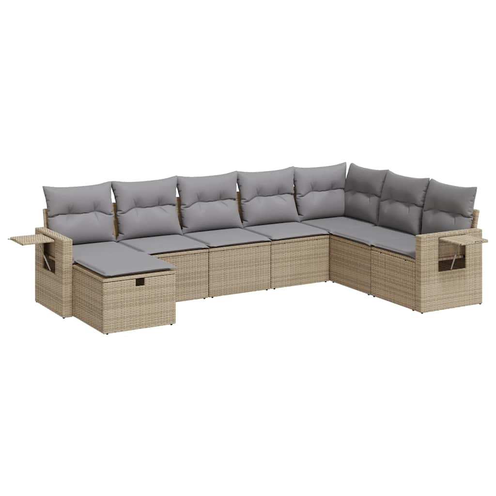 sofasæt til haven 8 dele med hynder polyrattan beige