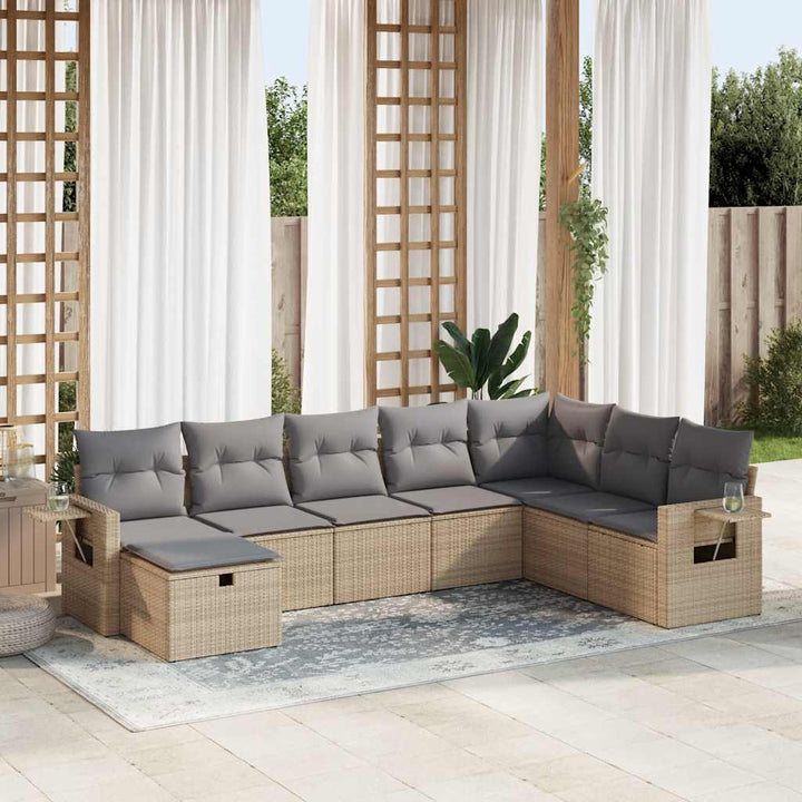 sofasæt til haven 8 dele med hynder polyrattan beige