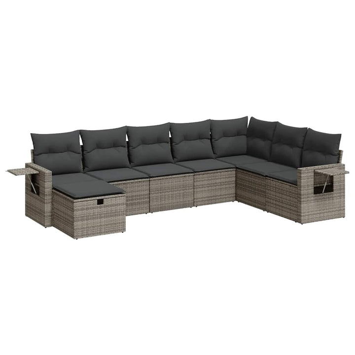 sofasæt til haven 8 dele med hynder polyrattan grå