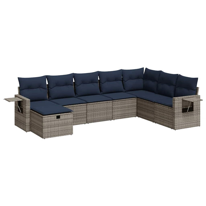 sofasæt til haven 8 dele med hynder polyrattan grå