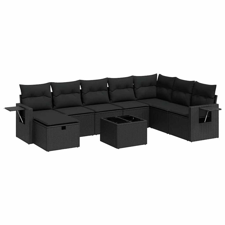 sofasæt til haven 9 dele med hynder polyrattan sort
