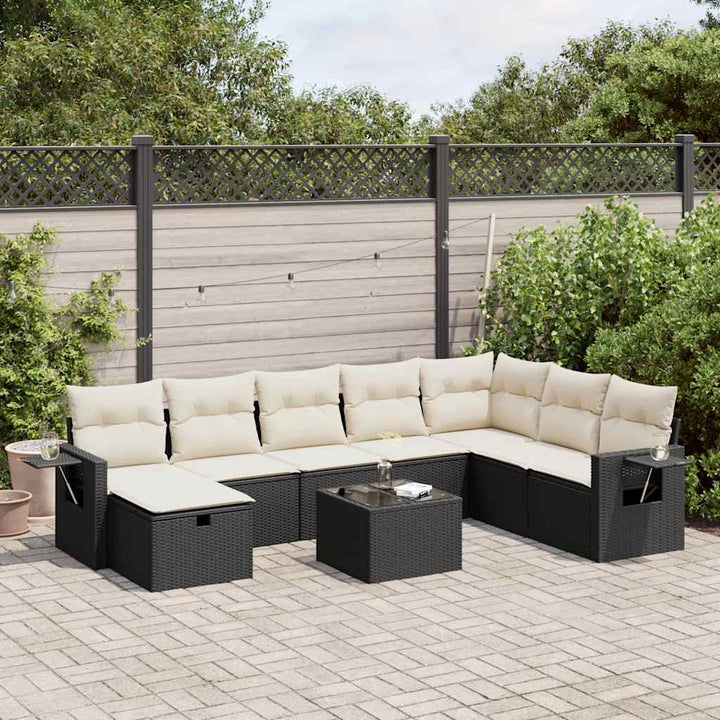 sofasæt til haven 9 dele med hynder polyrattan sort