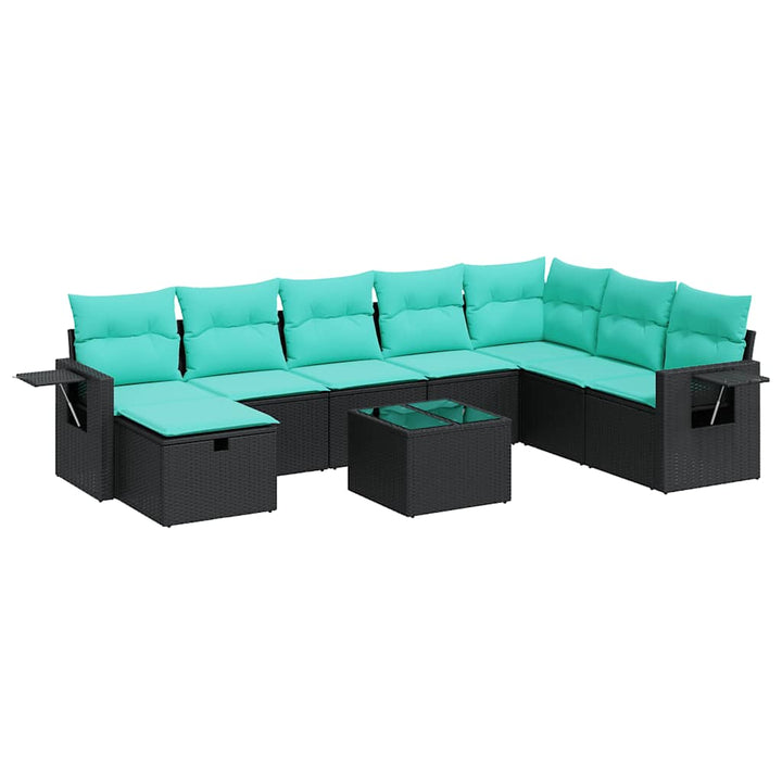 sofasæt til haven 9 dele med hynder polyrattan sort
