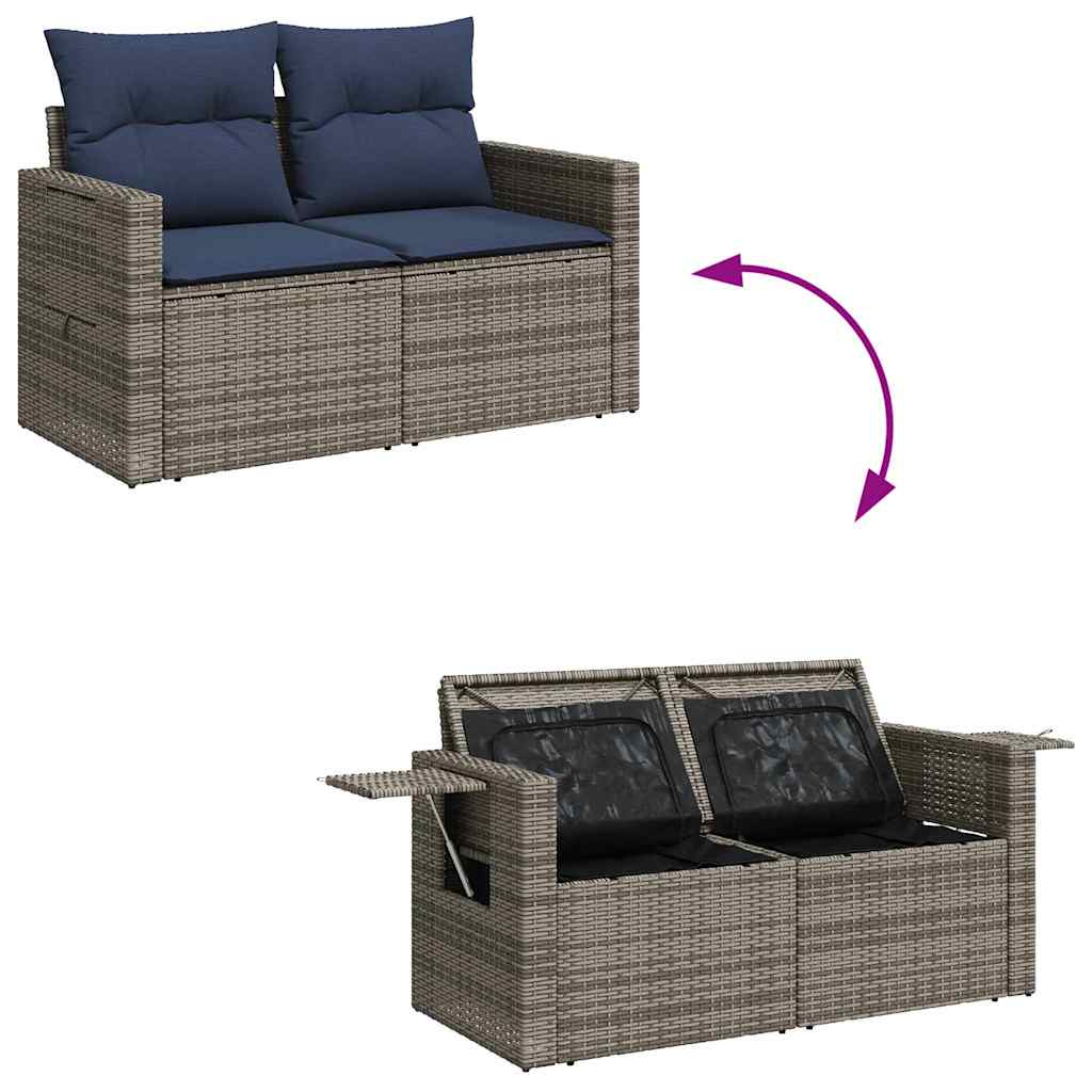 sofasæt til haven 9 dele med hynder polyrattan grå