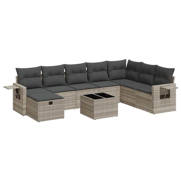sofasæt til haven 9 dele med hynder polyrattan lysegrå