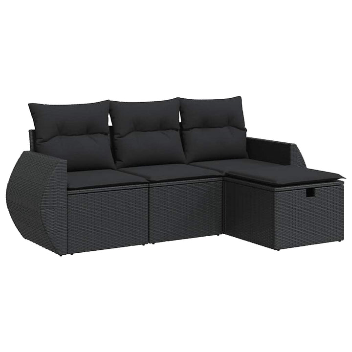sofasæt til haven 4 dele med hynder polyrattan sort
