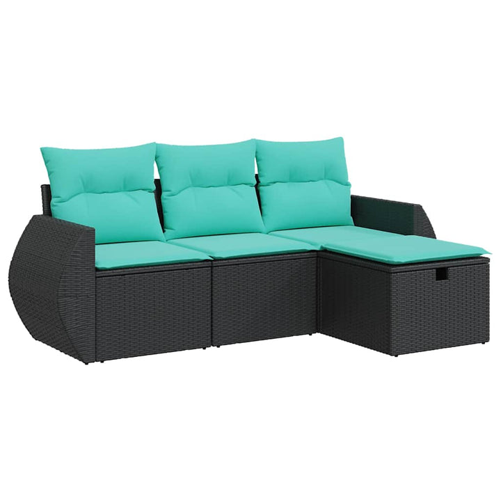sofasæt til haven 4 dele med hynder polyrattan sort