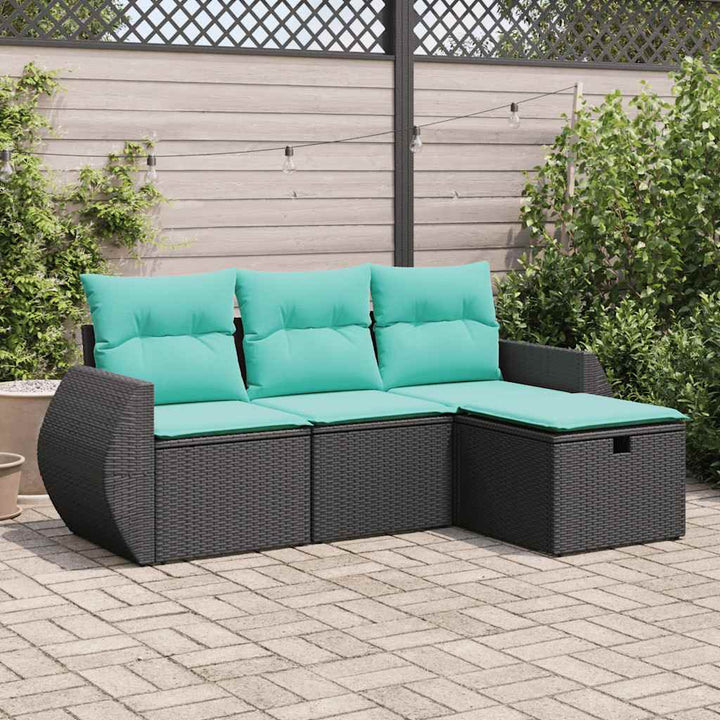 sofasæt til haven 4 dele med hynder polyrattan sort