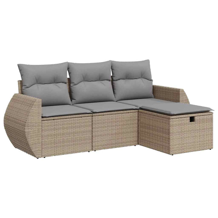 sofasæt til haven 4 dele med hynder polyrattan beige