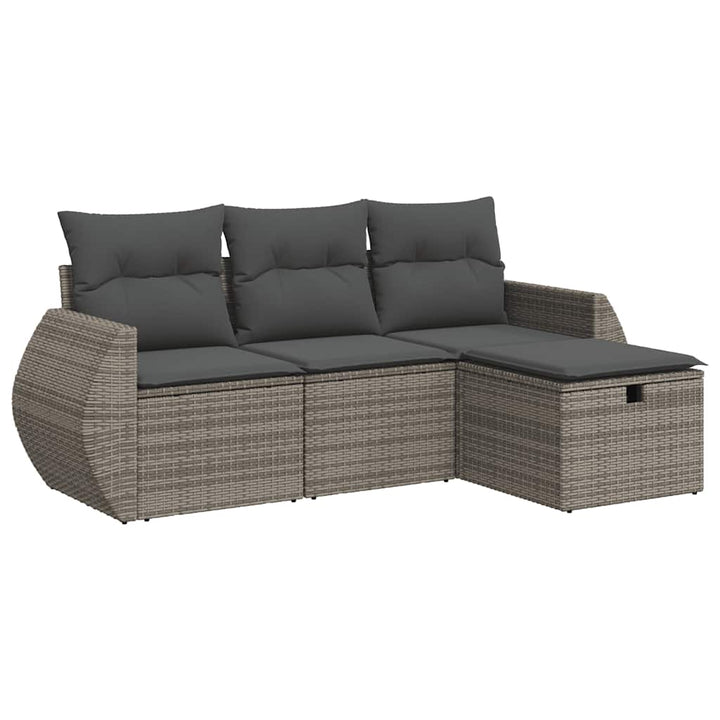 sofasæt til haven 4 dele med hynder polyrattan grå