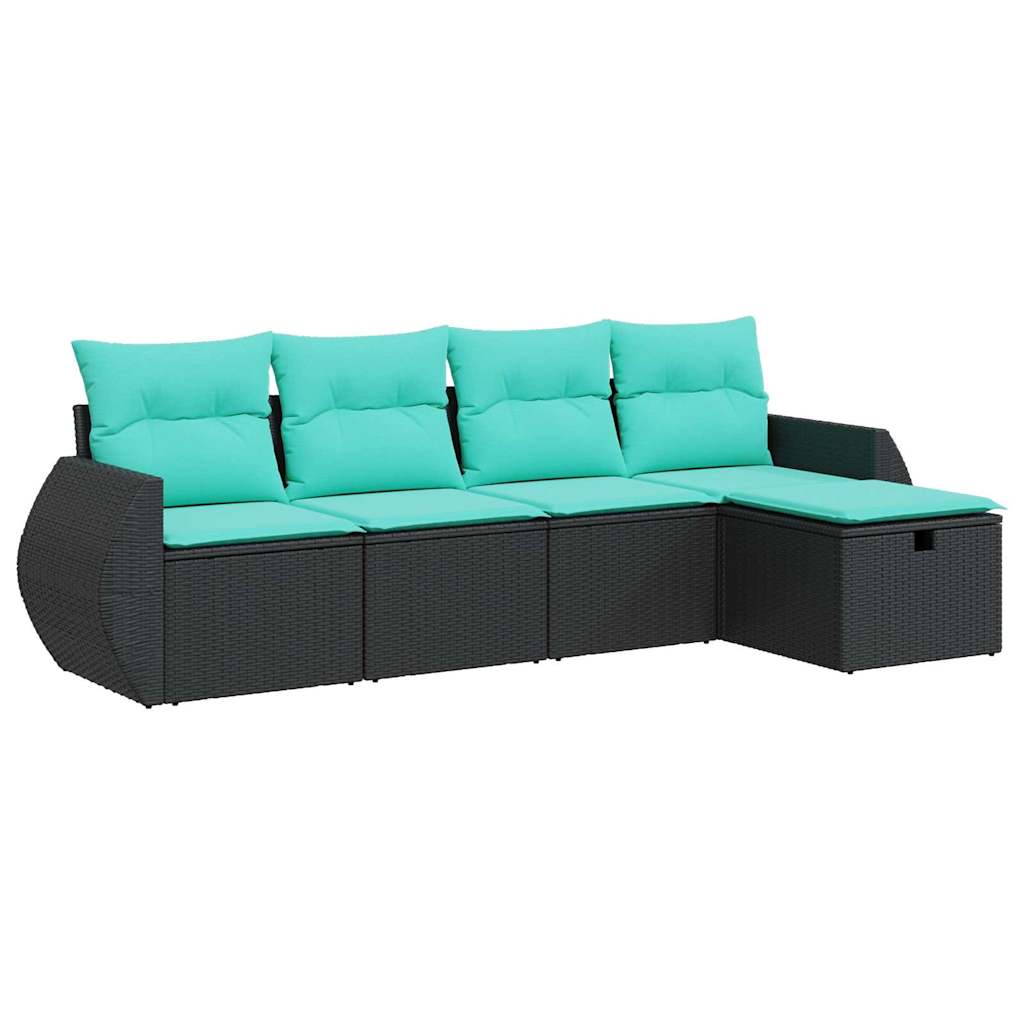 sofasæt til haven 5 dele med hynder polyrattan sort