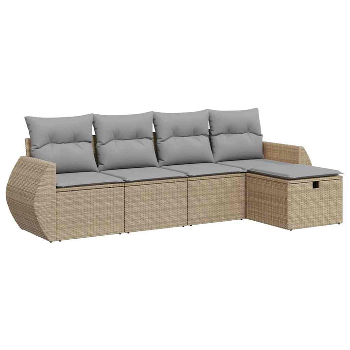 sofasæt til haven 5 dele med hynder polyrattan beige