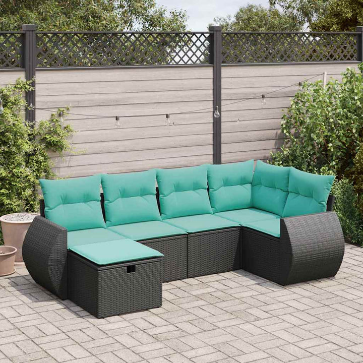 sofasæt til haven 6 dele med hynder polyrattan sort