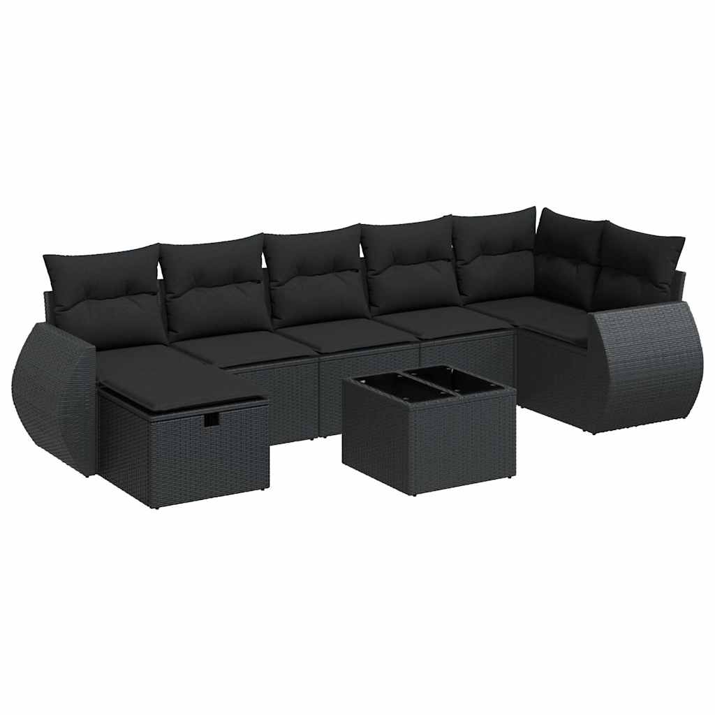 sofasæt til haven 8 dele med hynder polyrattan sort