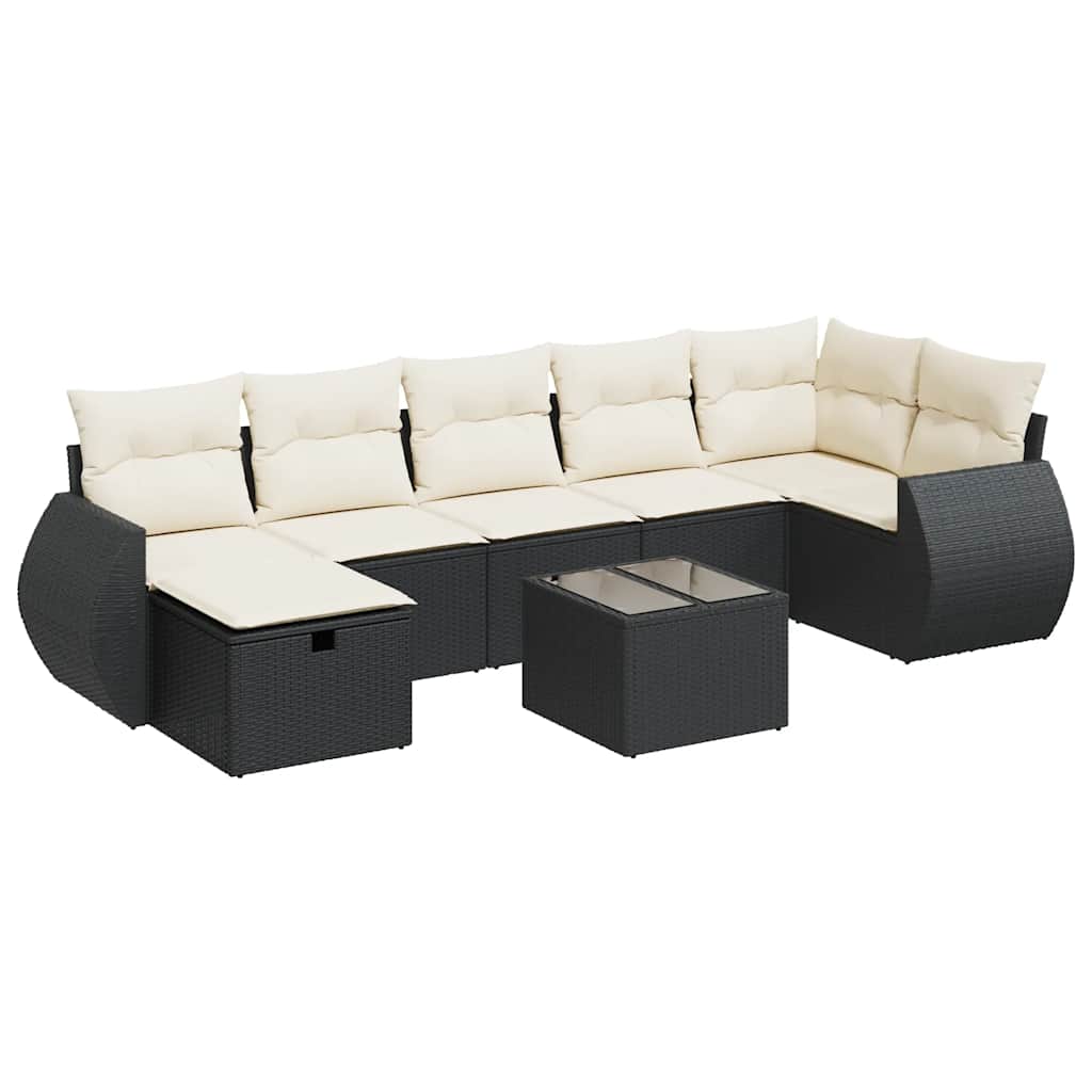sofasæt til haven 8 dele med hynder polyrattan sort