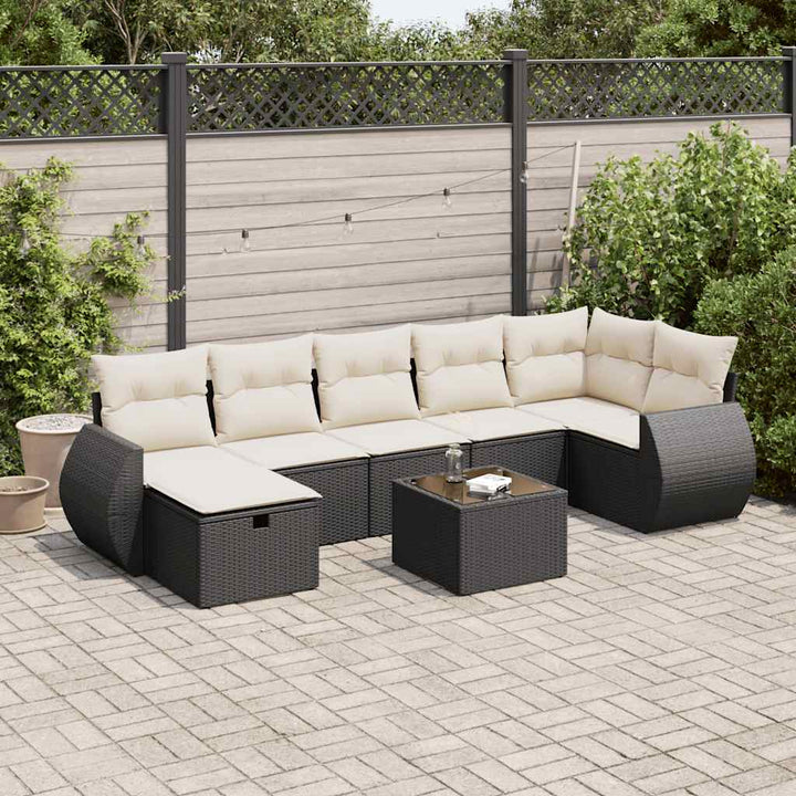 sofasæt til haven 8 dele med hynder polyrattan sort