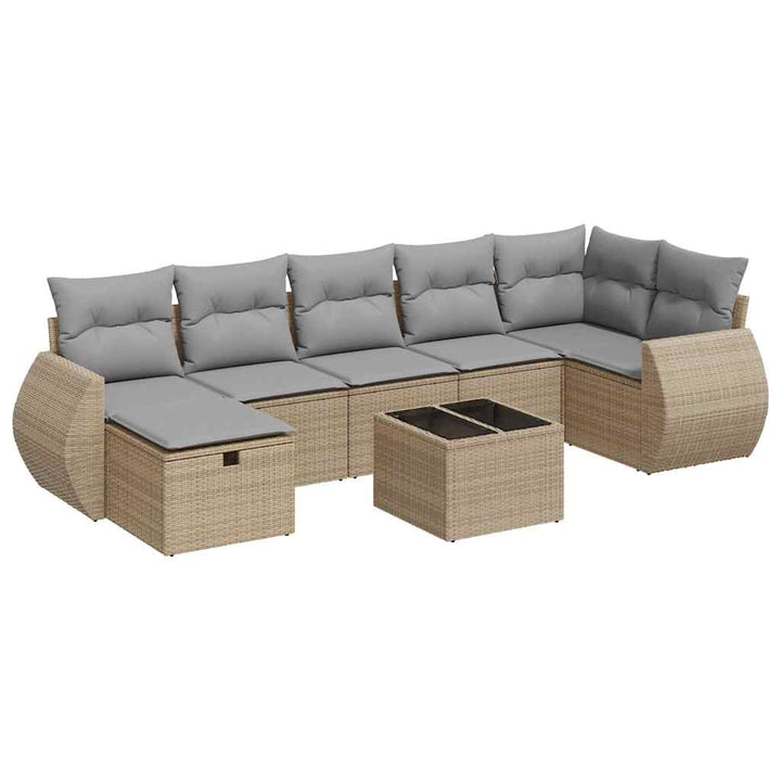 sofasæt til haven 8 dele med hynder polyrattan beige