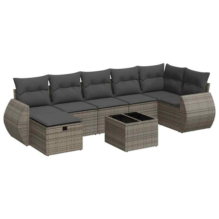 sofasæt til haven 8 dele med hynder polyrattan grå