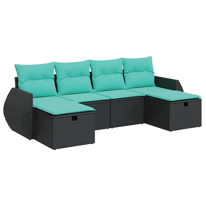 sofasæt til haven 6 dele med hynder polyrattan sort
