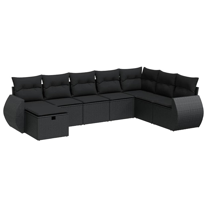 sofasæt til haven 8 dele med hynder polyrattan sort