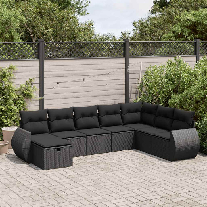 sofasæt til haven 8 dele med hynder polyrattan sort