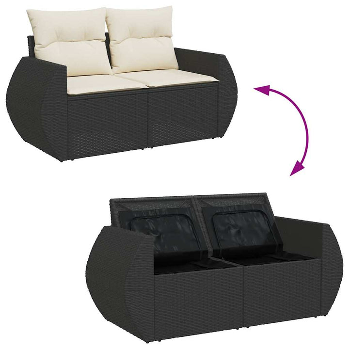 sofasæt til haven 8 dele med hynder polyrattan sort